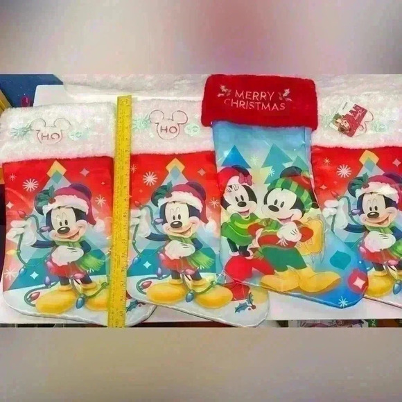 Disney Mickey Mouse Lot/Bundle 4 Christmas Stockings NWT Red, Merry Christmas - Picture 1 of 1